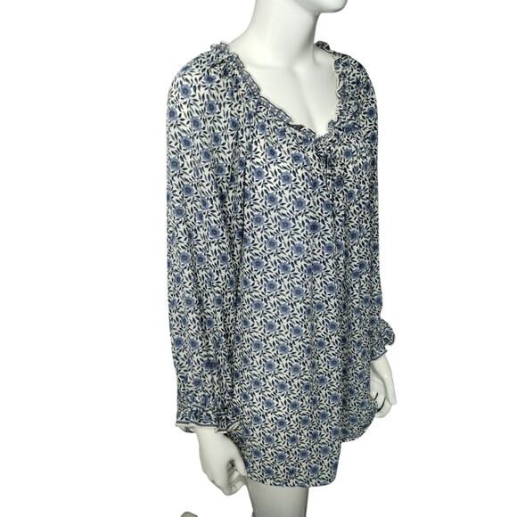 Max Studio Womens 2X Boho Flowy Peasant Floral Top Smocked Balloon Sleeve Flowy - Picture 3 of 11